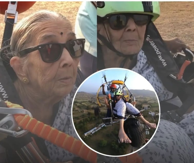 Viral Video: 97 साल की दादी ने भरी आसमान में पैराग्लाइडिंग से उड़ान, दिए थे दो आप्शन