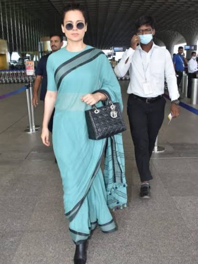 Kangana Ranaut Airport Pics: एयरपोर्ट पर पिंक साड़ी में दिखा कंगना का क्लासी लुक, पैपराजी को फ्लाइंग किस करते हुए दिए किलर पोज